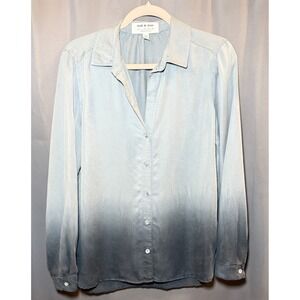 Anthropologie Cloth & Stone Tayla Gray Ombré Dip Dyed Button Down Shirt Sz M